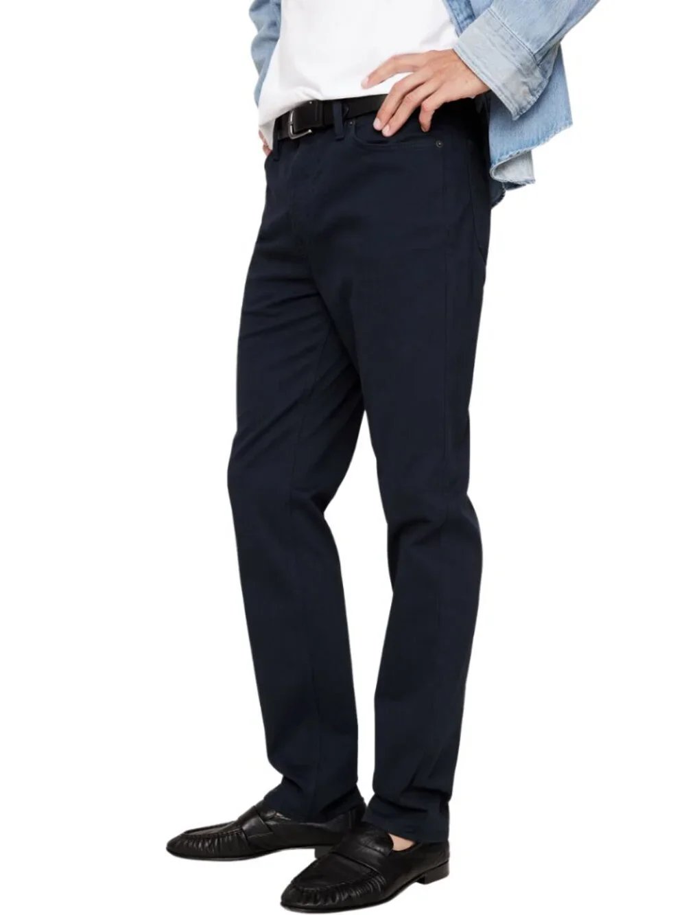 Banana Republic Slim Traveler Pant Mens 36x30 Navy Chinos Flat Front Preppy NWOT